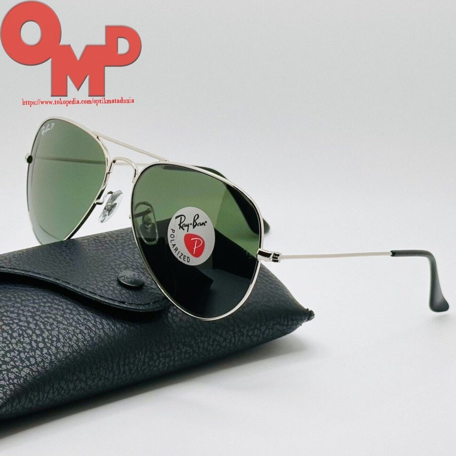 KACAMATA RAYBAN AVIATOR RB3026 SILVER BLACK POLARIZED ORIGINAL
