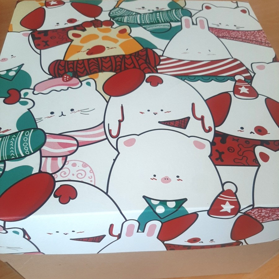 

10 Pcs Packaging Hampers Kue Kering Edisi Cute Christmas Ukuran 25 x 25 x 10 Cm