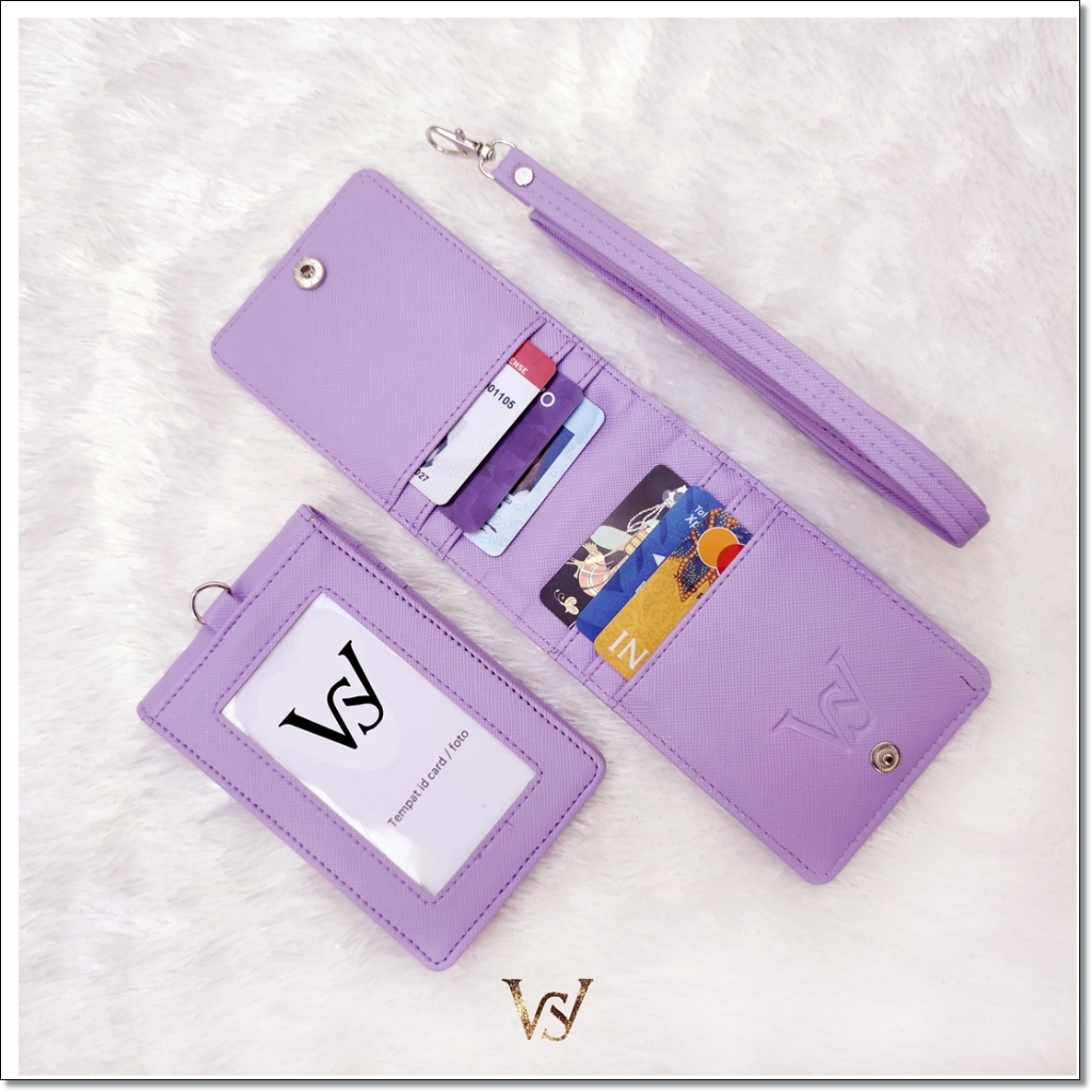 

Dompet Kartu ID Card Holder Fold Plus Lanyard Full Leather Slim