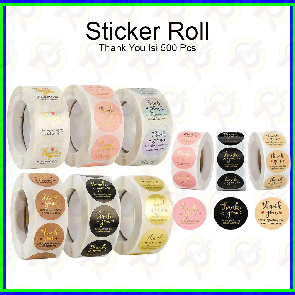 

【7C】Sticker Roll Thank You Isi 500 Pcs Stiker Terima Kasih Warna Adhesive Seal Label 25mm SS001