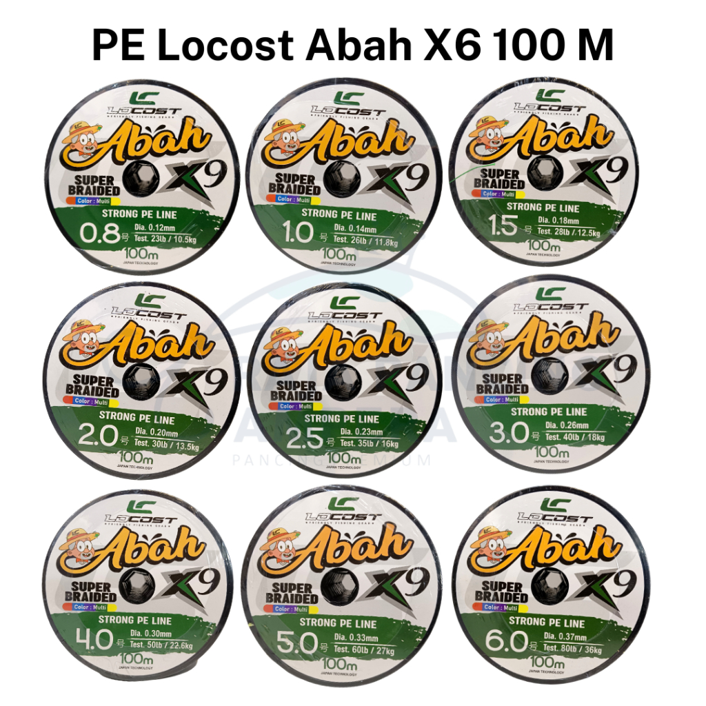 Senar Serat Locost Abah PE X9 | Tali Pancing 100 Meter Multicolor