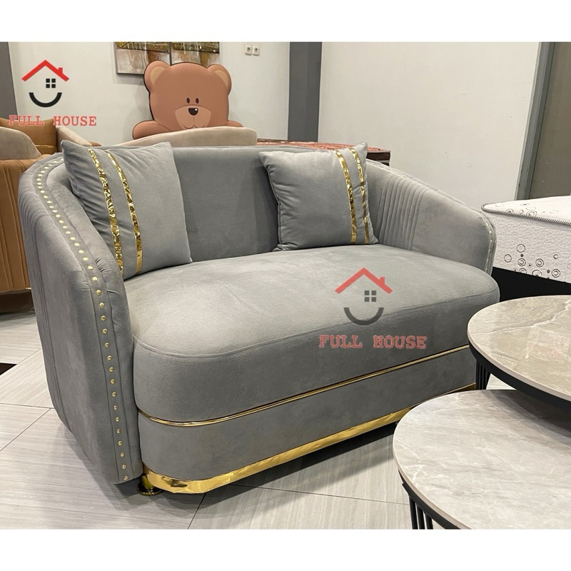 (fullhouse furniture) set sofa 211 list gold emas kain bludru velvet mewah top quality murah