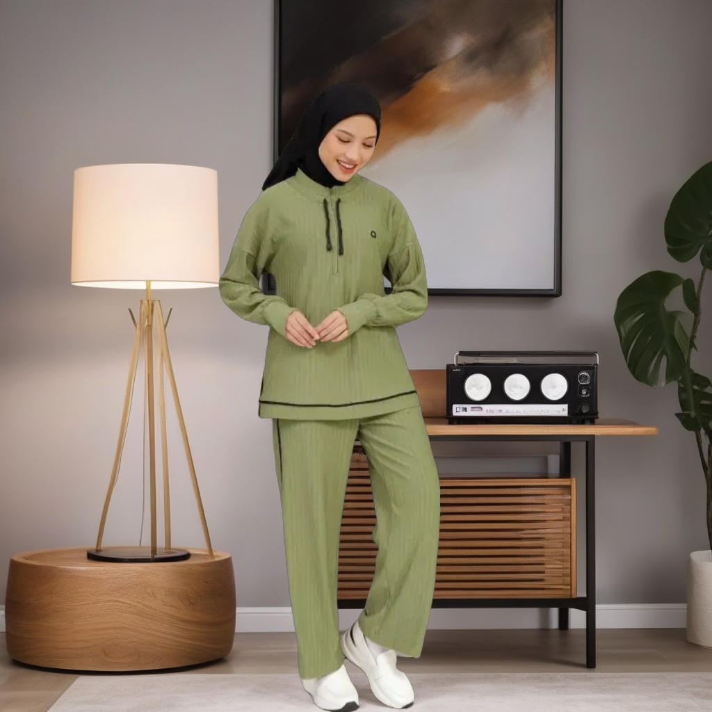 CELANA OLAHRAGA TRAINING WANITA NIBRAS ALNITA LEOLIN PANTS OLIVE GREEN