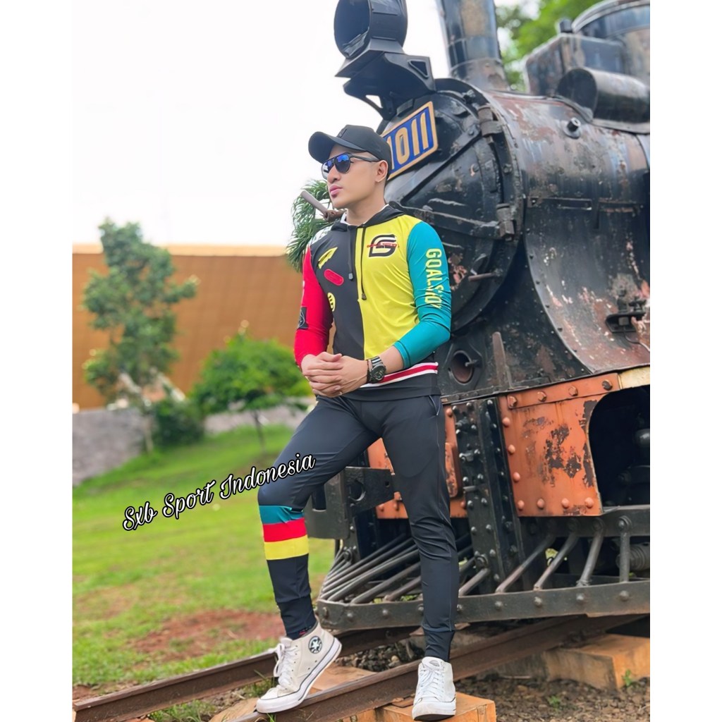 SXB GOALS GLOBE LONGSLEEVE HOODIE AND JOGGER Baju Senam Murah, Pakaian Olahraga PRIA