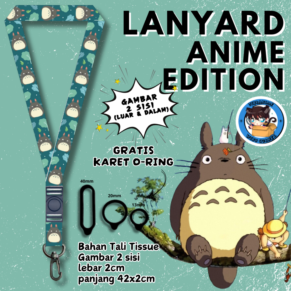 

Lanyard Panjang Anime 2 Sisi / Totoro Studio Ghibli / gantungan kunci layard keychain