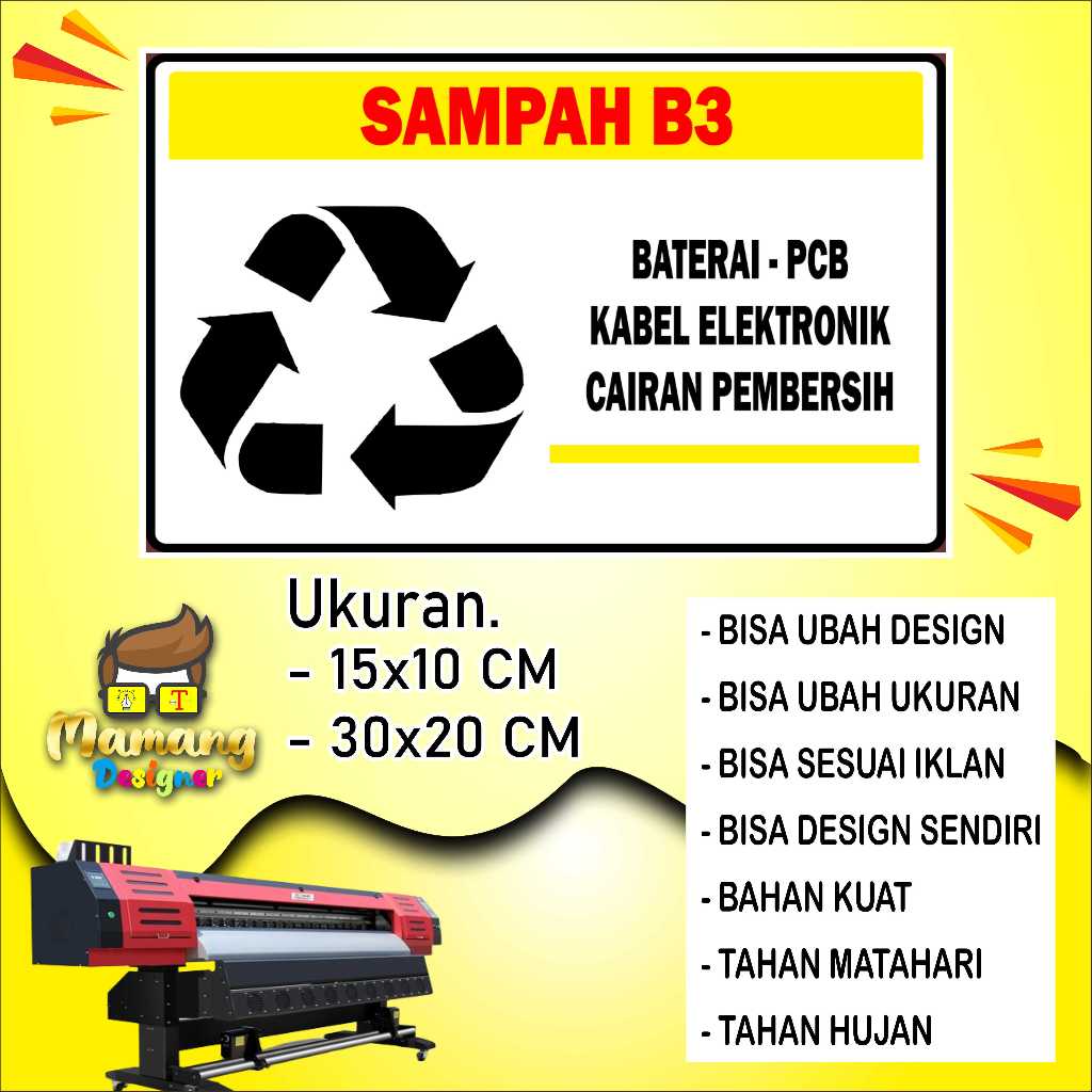 

Cetak Sticker Untuk Tempat Sampah Elektronik Bahan Cerah Kuning