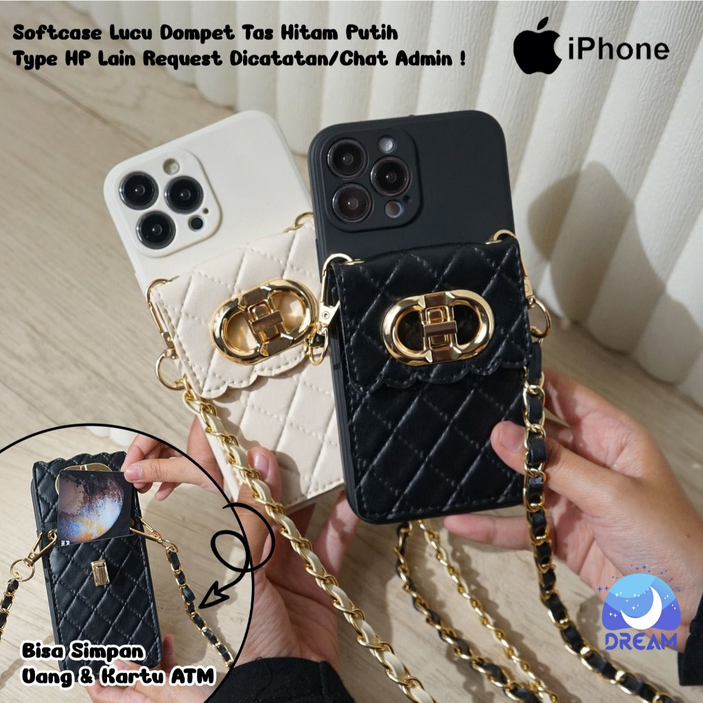 [DOMPET ND] SOFTCASE DOMPET NAGITA LUCU SLING BAG TALI RANTAI  For IPHONE IP 6/7 IP XR X/XS 7+ 8+ IP