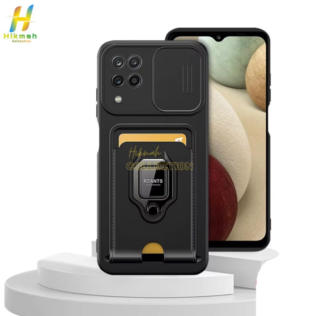 Samsung Galaxy M12 M32 M34 5G Ring Slide Camera Card Slot Standing Softcase