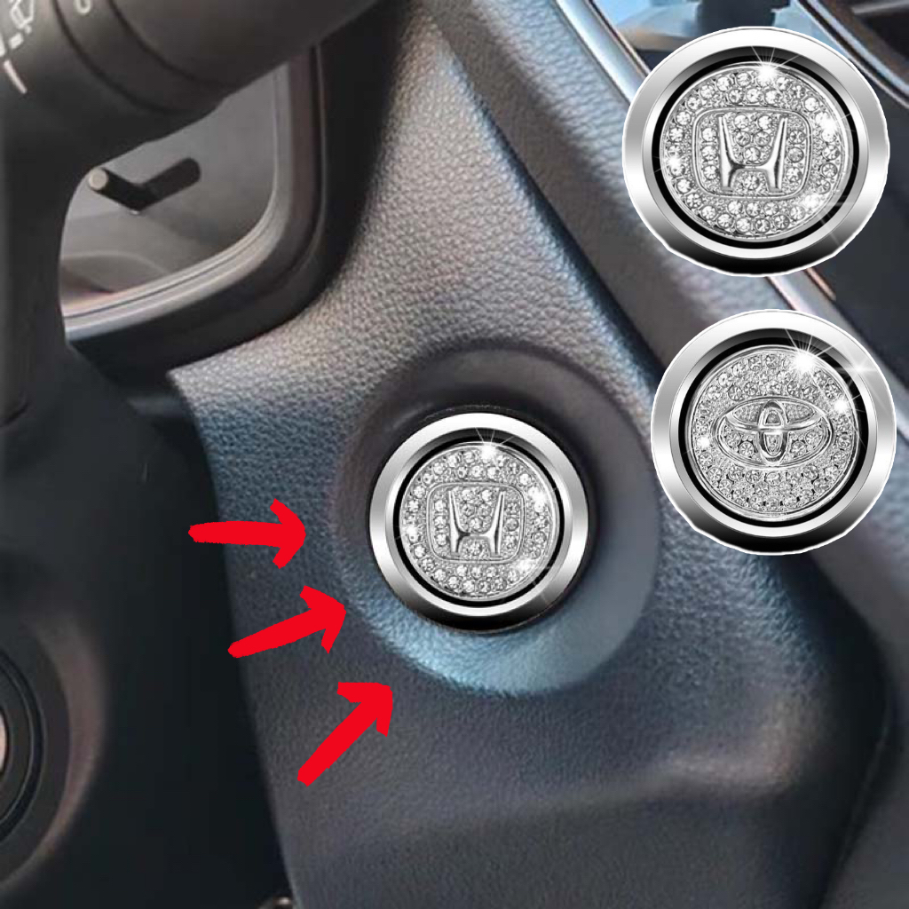 Ring Diamond Button Tombol Start Stop Engine Mobil Logo Untuk Honda/Toyota Tombol Start Stop Mobil C