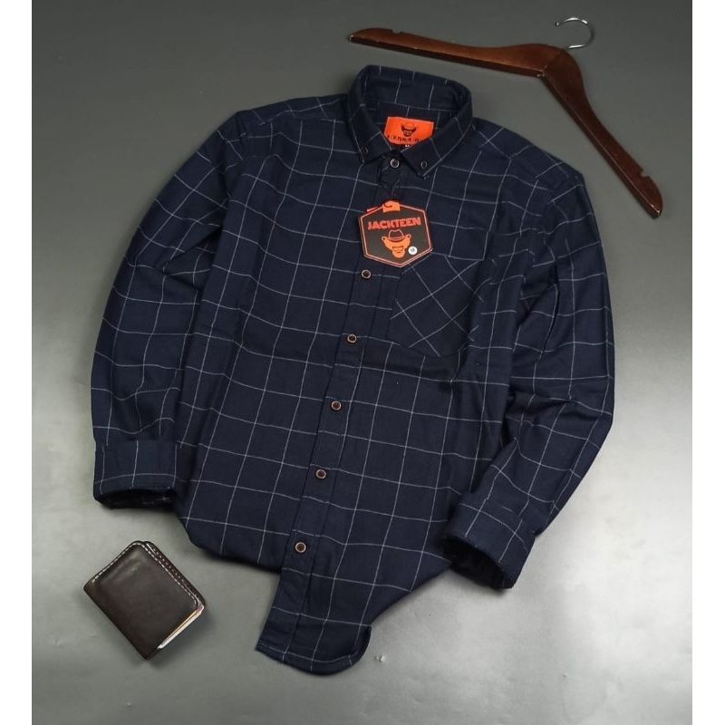 kemeja flanel navy / kemeja navy / flanel kotak / kemeja orange / flanel orange / kemeja pria warna 