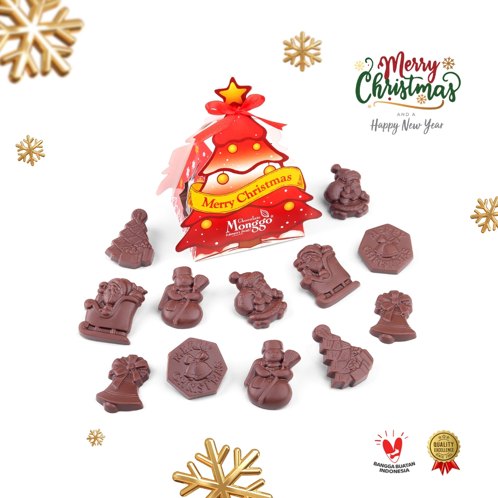 

Chocolate Monggo | Christmas Tree Milk Chocolate Red Pocket 70g l Cokelat Monggo 100% Cocoa Butter l Kado Natal l Hadiah Anak