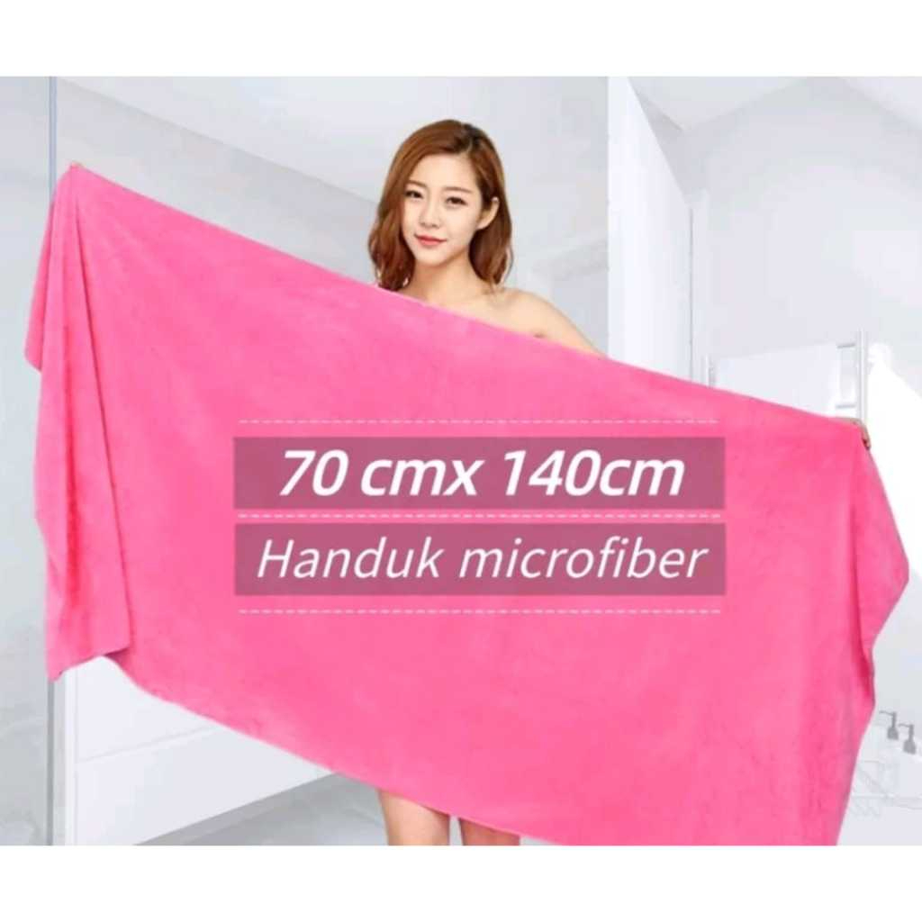 Handuk mandi MICROFIBER POLOS / Handuk Dewasa JUMBO POLOS