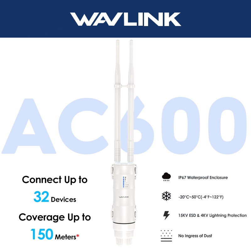 WAVLINK AC600 Titik Akses Router Wifi Luar Ruangan Repeater Nirkabel Untuk Voucher Hotspot