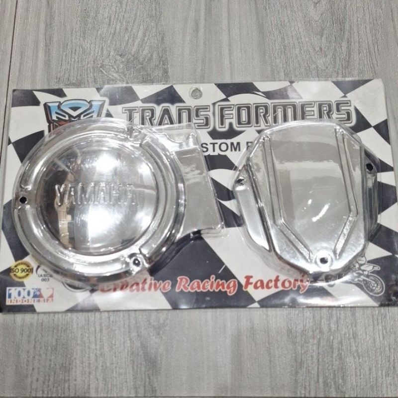 COVER TUTUP MAGNET BAK BLOK MESIN RX KING TRANSPARAN CHROME(BUKAN BAHAN BESI)