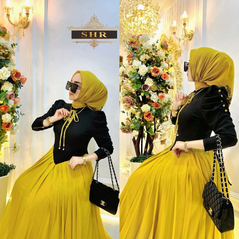 Gamis langsing awet muda rajut mix ceruty premium by SHR