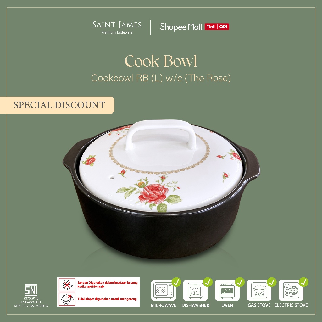 Saint James Cook Bowl RB L With Cover (The Rose)