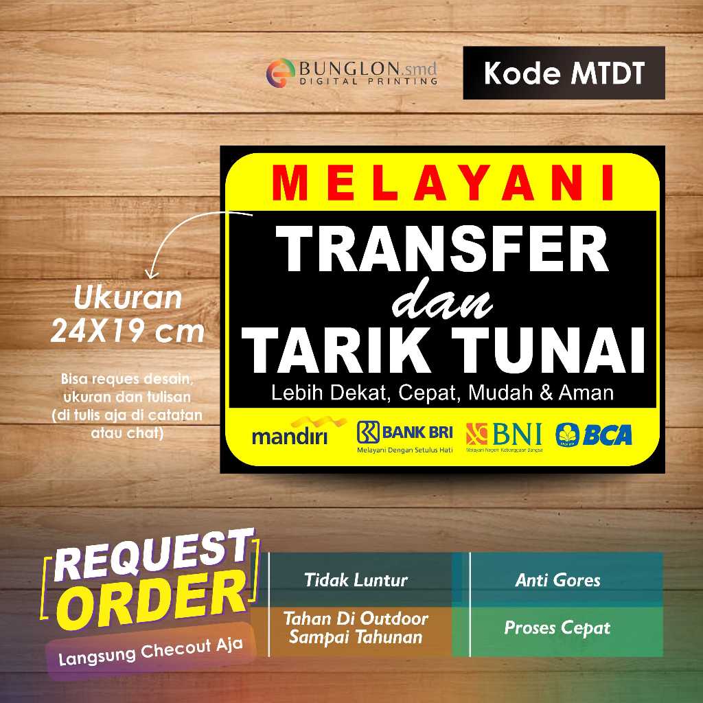 

STIKER MELAYANI TRANSFER DAN TARIK TUNAI + LAMINASI KODE MTDT KUNING HITAM