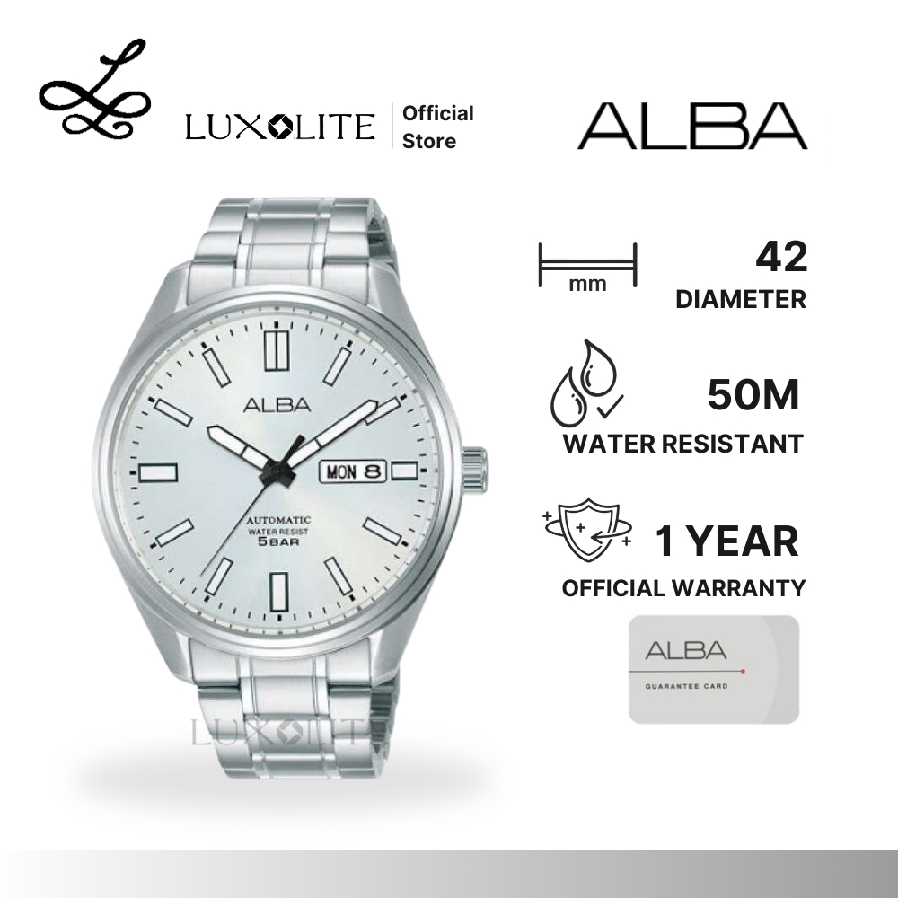[Luxolite] ALBA Jam Tangan Pria Mechanical AL4153/AL4153X1 Automatic Silver Dial Stainless Steel