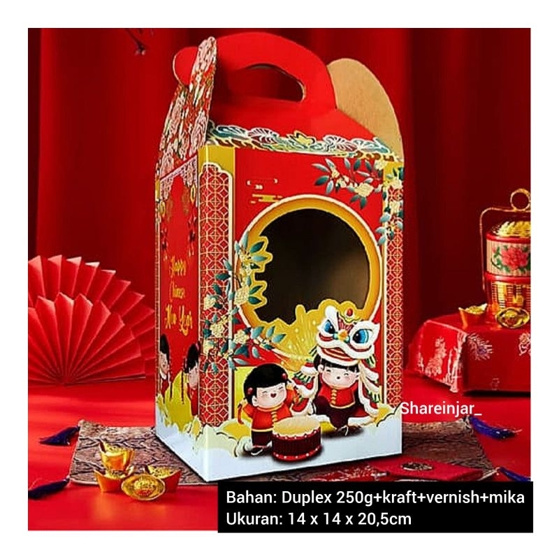 

Box Dus Imlek Chinese New Year 3 Toples 500g - Kotak Packaging Hamper Gift Kue Kering Cookies