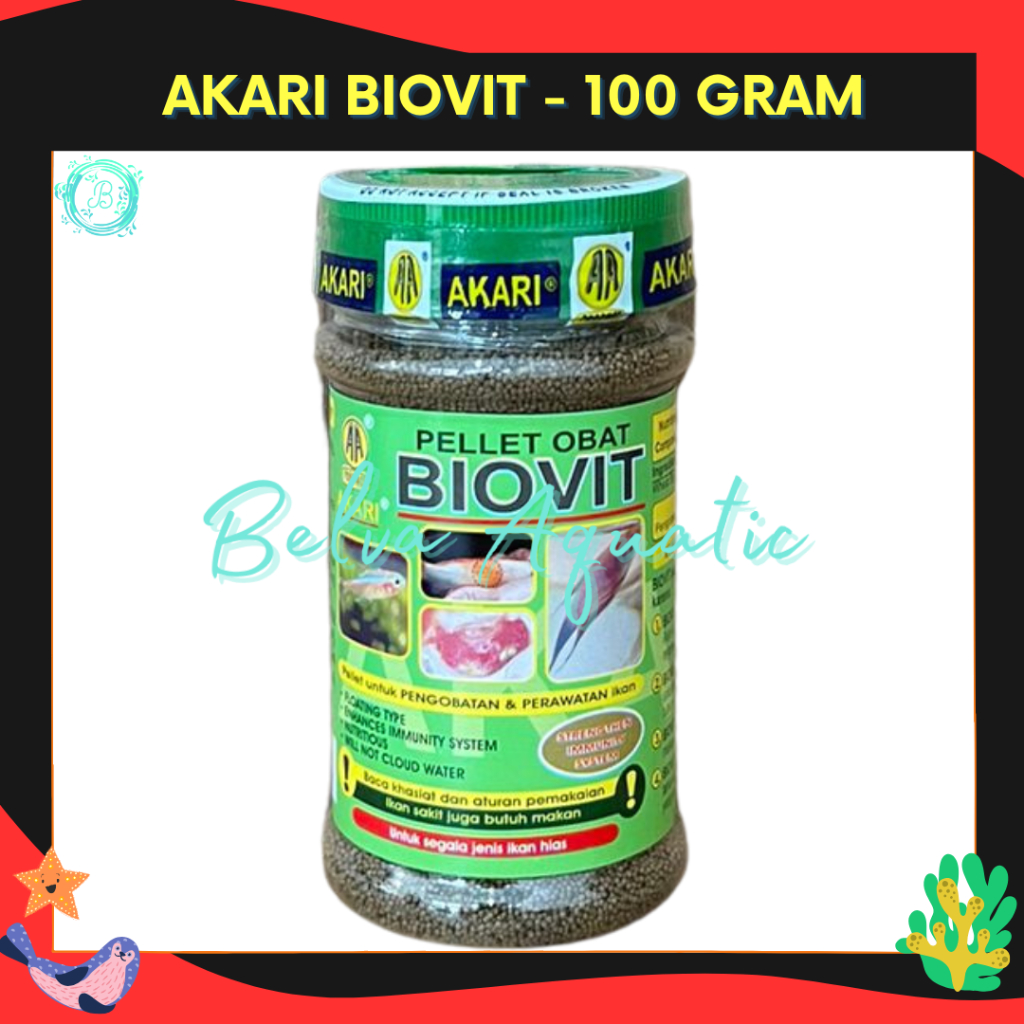 Pelet Obat Akari Biovit 100 gram Pakan Ikan Biovit