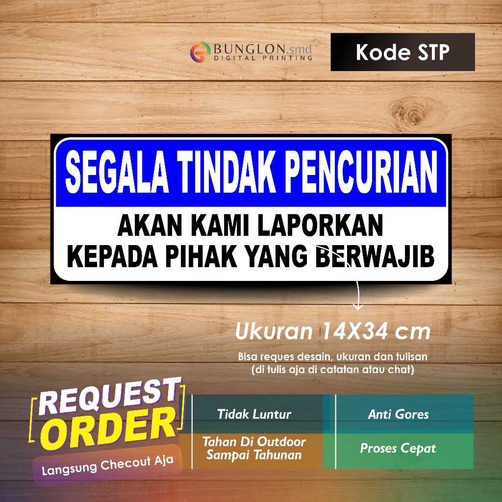 

STIKER SEGALA TINDAK PENCURIAN AKAN KAMI LAPORKSN KEPADA PIHAK BERWAJIB + LAMINASI KODE SPT BIRU