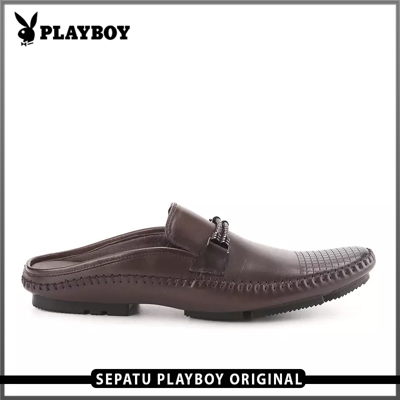 SEPATU SANDAL PLAYBOY PRIA ORIGINAL KULIT ASLI COKLAT PLE7