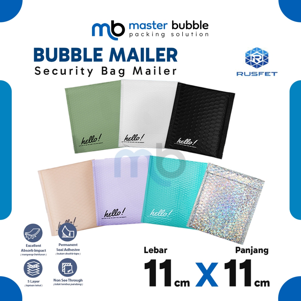 

Bubble Mailer Amplop Varian 11 x 11 cm Envelope Security Bag Mailer Packing Harga Ecer Merk Rusfet
