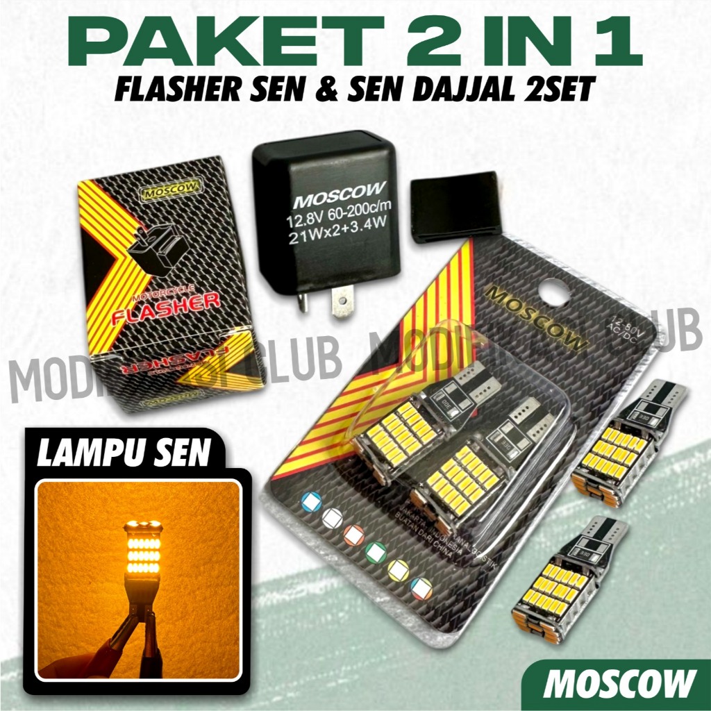 PAKET 2 IN1 lampu SEN DAJJAL 2 SET dan FLASHER SEN T10-15 universal UNTUK SEMUA MOTOR HONDA, YAMAHA,