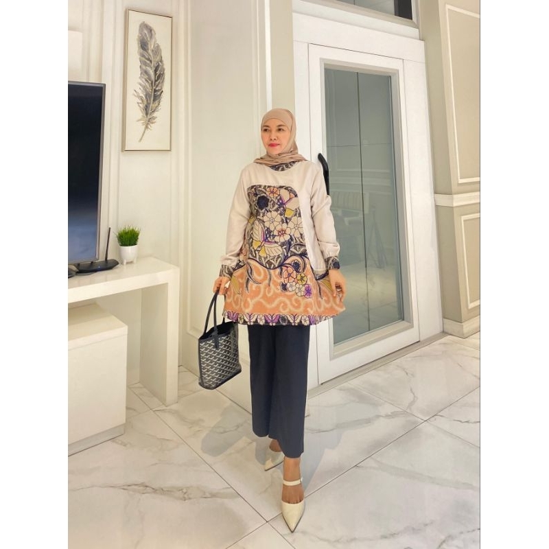Tunik cantik mewah ORI by edness kayla bahan toyobo mix batik full trikot Ukuran s m l xl Ld 100 110