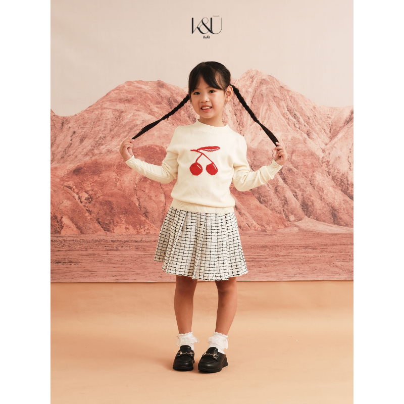 KUKAI Kids | Cerise Knit Top - Kaos Rajut Lengan Panjang Anak Perempuan - Kaos Knit Lengan Panjang A