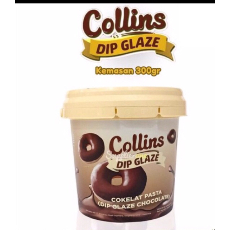 

ping Collins Dip Glaze Coklat 300gr| Dip Glaze| Topping Donat