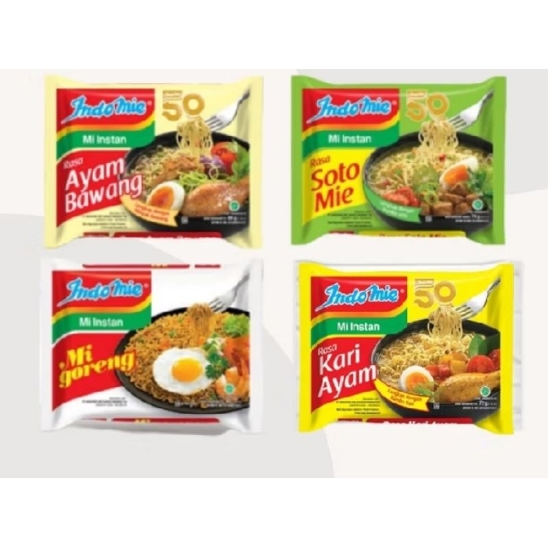 

INDOMIE MIX VARIAN RASA AYAM BAWANG,KARI AYAM,SOTO,GORENG ISI 20 PCS