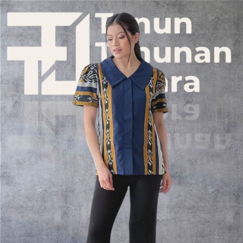 kemeja wanita  tenun Troso blue T80