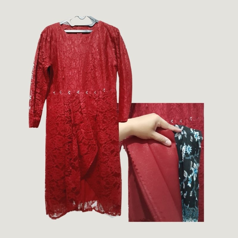 Preloved Nitcy One Set Satu Set Kebaya Tunik Lengkap Hijab Dan Rok Plisket