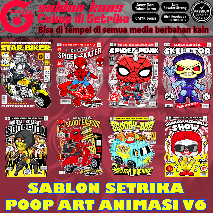 

Sablon dtf printing animasi Poop Art Part 6 ukr 20x30 A4 Premium