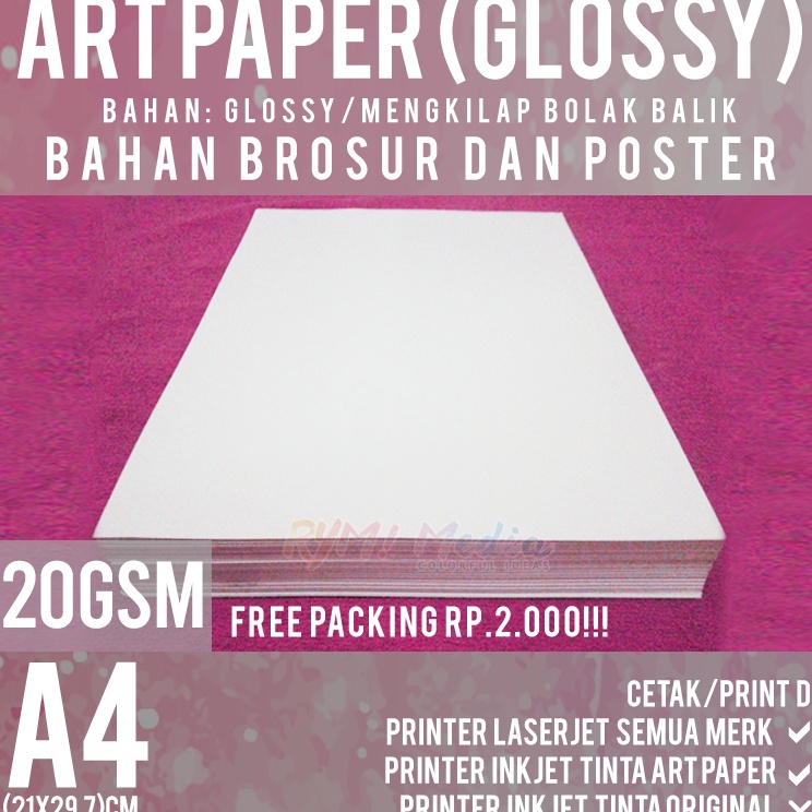 

bvHarga Murah 5 Lembar Art Paper 12 gsm A4 Kertas Bahan Brosur Mengkilap Glossy 12 gram 1 RIM W74