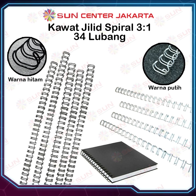 

amReady Spiral Kawat Ring Kawat Jilid Spiral 31 38 Lubang Warna Hitam Putih P86