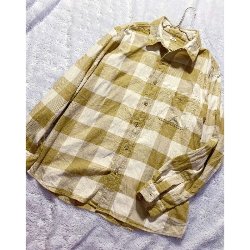 Kemeja Flanel Pria Original Uniqlo Xl