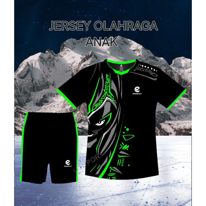 stelan Jersey anak umur 6/12thn baju bola futsal volley badminton murah