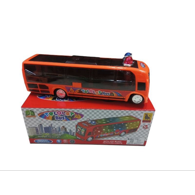 Mainan Anak Mobil Mobilan Bus Telolet Basuri Nyala Jalan Bus Tolelet
