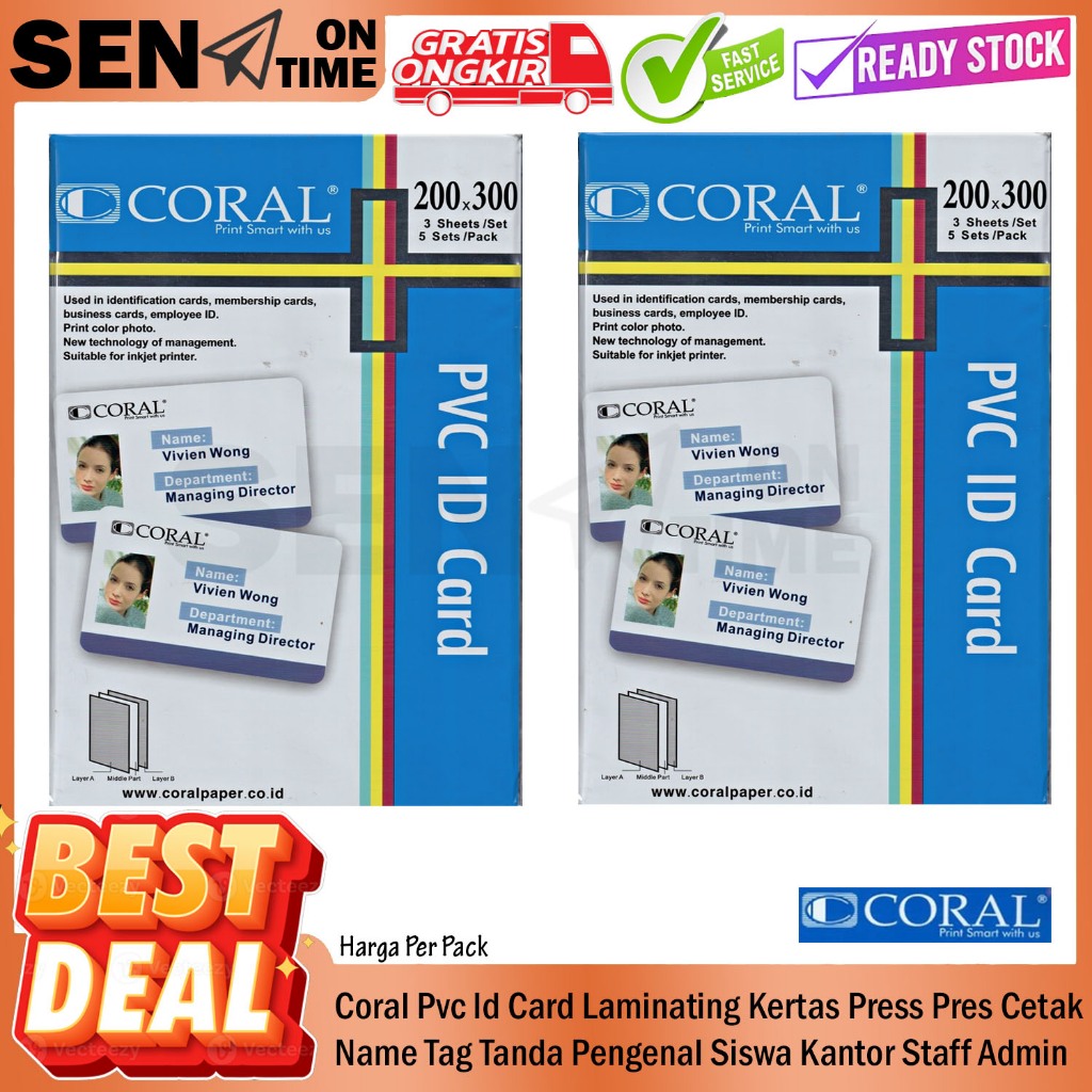 

Coral Pvc Id Card Laminating Kertas Press Pres Cetak Name Tag Tanda Pengenal Siswa Kantor Staff Admin Sekolah Kartu Nama Identitas Member Plastik Pelastik Printer Print Paper Atk Stationery Waterprof Anti Tahan Air