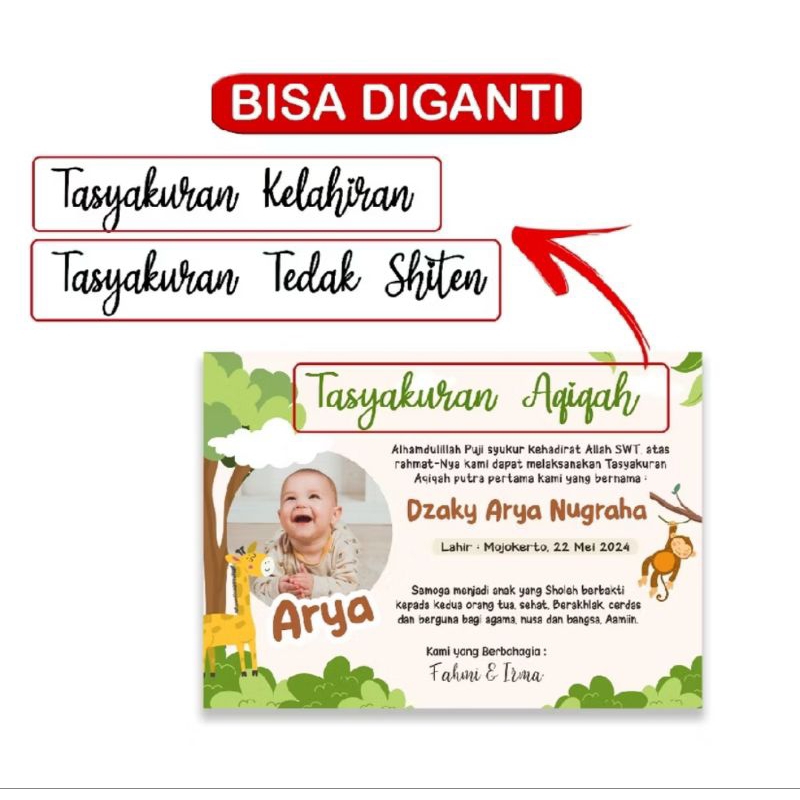 

Stiker aqiqah bayi tedak shiten tasyakuran bayi [REQUEST DESAIN]
