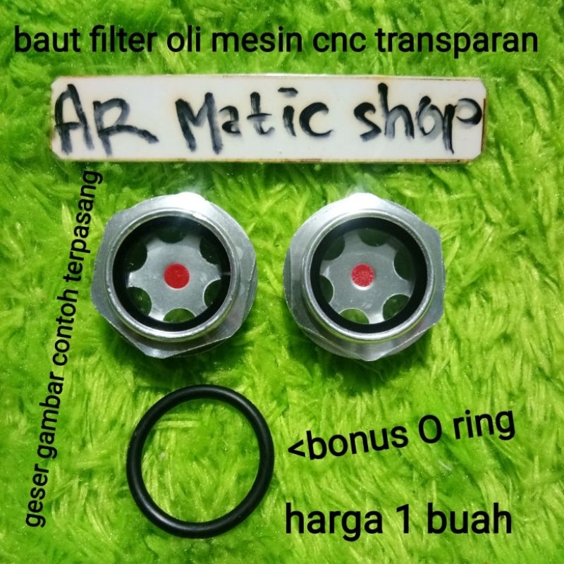 Tutup Filter Oli CNC Transparan untuk Vario, Beat, Scoopy, PCX, ADV, STYLO dan Spacy - Kaca, Karet