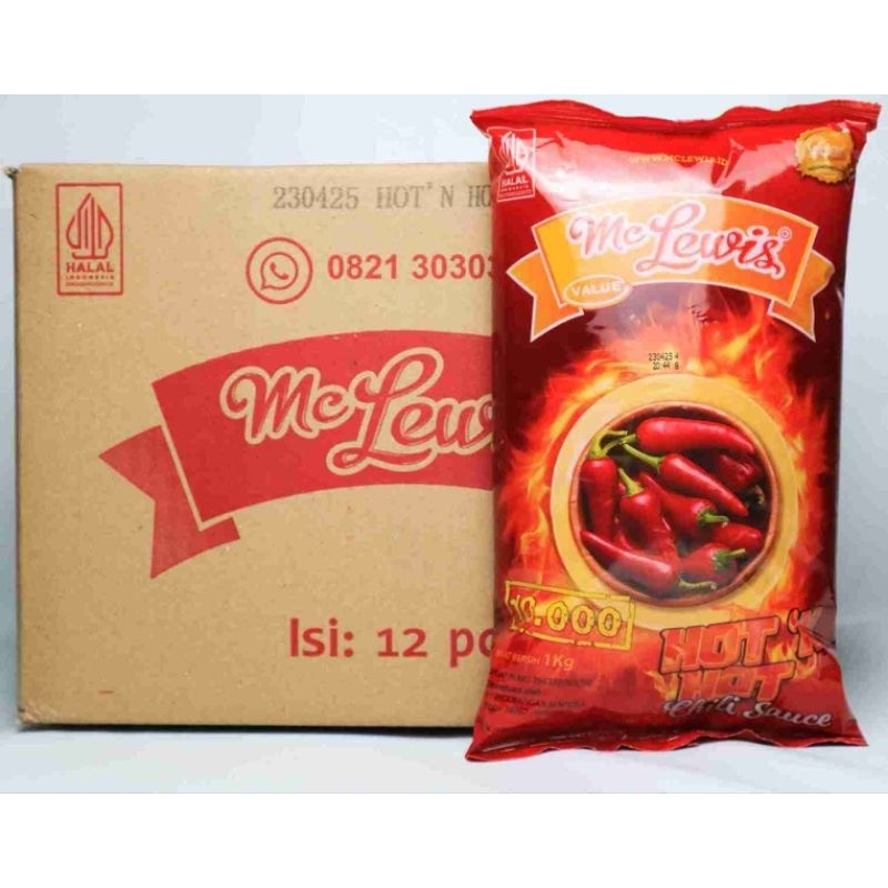 

McLewis Hot n Hot Chilli Sauce 900gram Dus isi 12