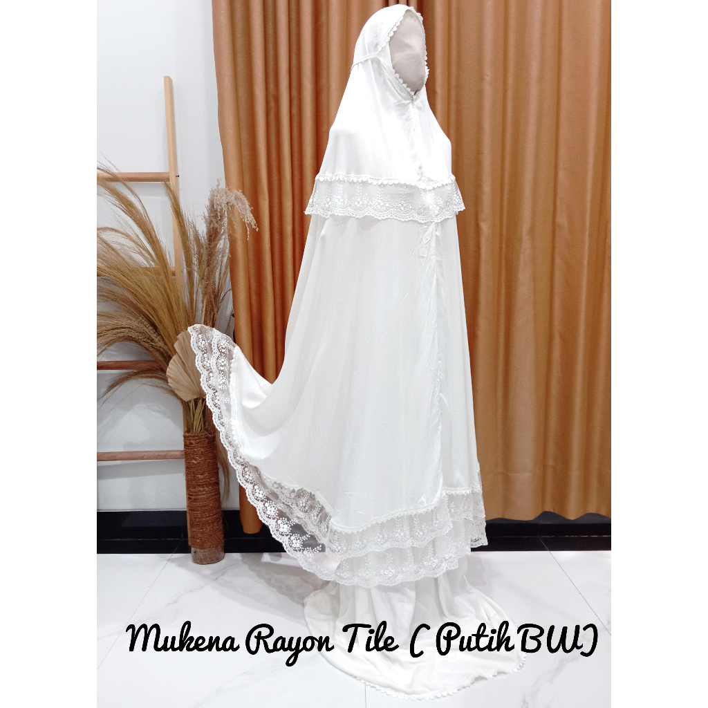 MUKENA RAYON TILE PUTIH TULANG DAN PUTIH BERSIH