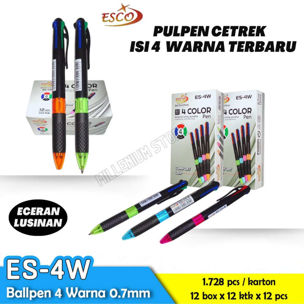 

1 buah Pulpen 4 Warna / Pulpen Cetek 4 Warna / Ballpen/bolpoint / Pena Ballpoint / Pulpen Gel Cetek Gel / Cod