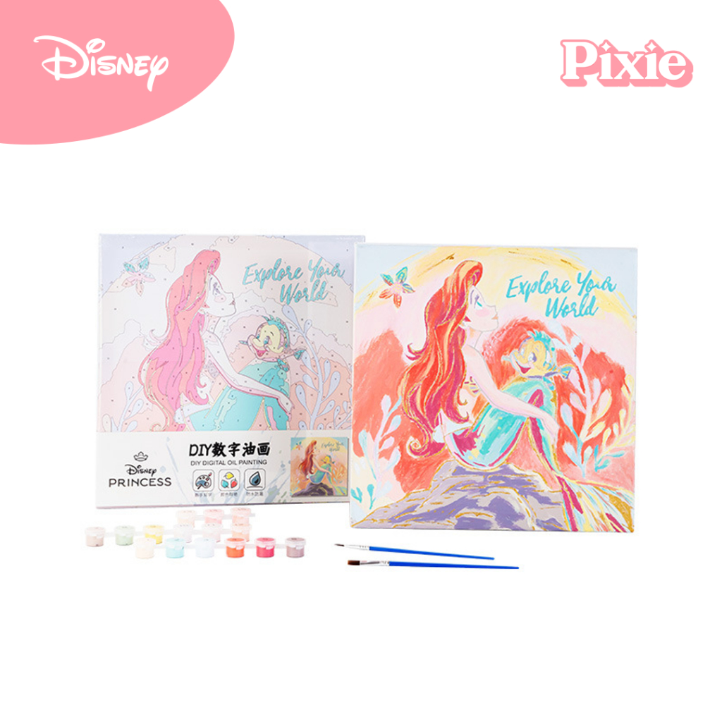 

PIXIE X DISNEY | Digital Oil Painting Princess Ariel Little Mermaid Edition Original Disney | DIY Canvas Painting Set | Paket Melukis Anak