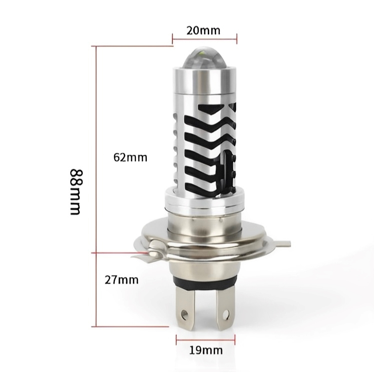 LAMPU LED DEPAN MOTOR LASER LED H4 HI LOW DC WHITE YELLOW - H4 LASER KAKI 3NB899