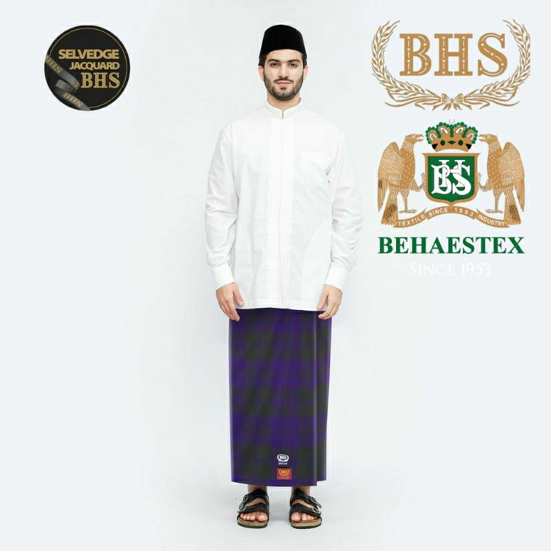 Sarung BHS Excellent Gold Motif E51 KDT Ungu Hijau | Sarung BHS Jadul | Sarung Tenun