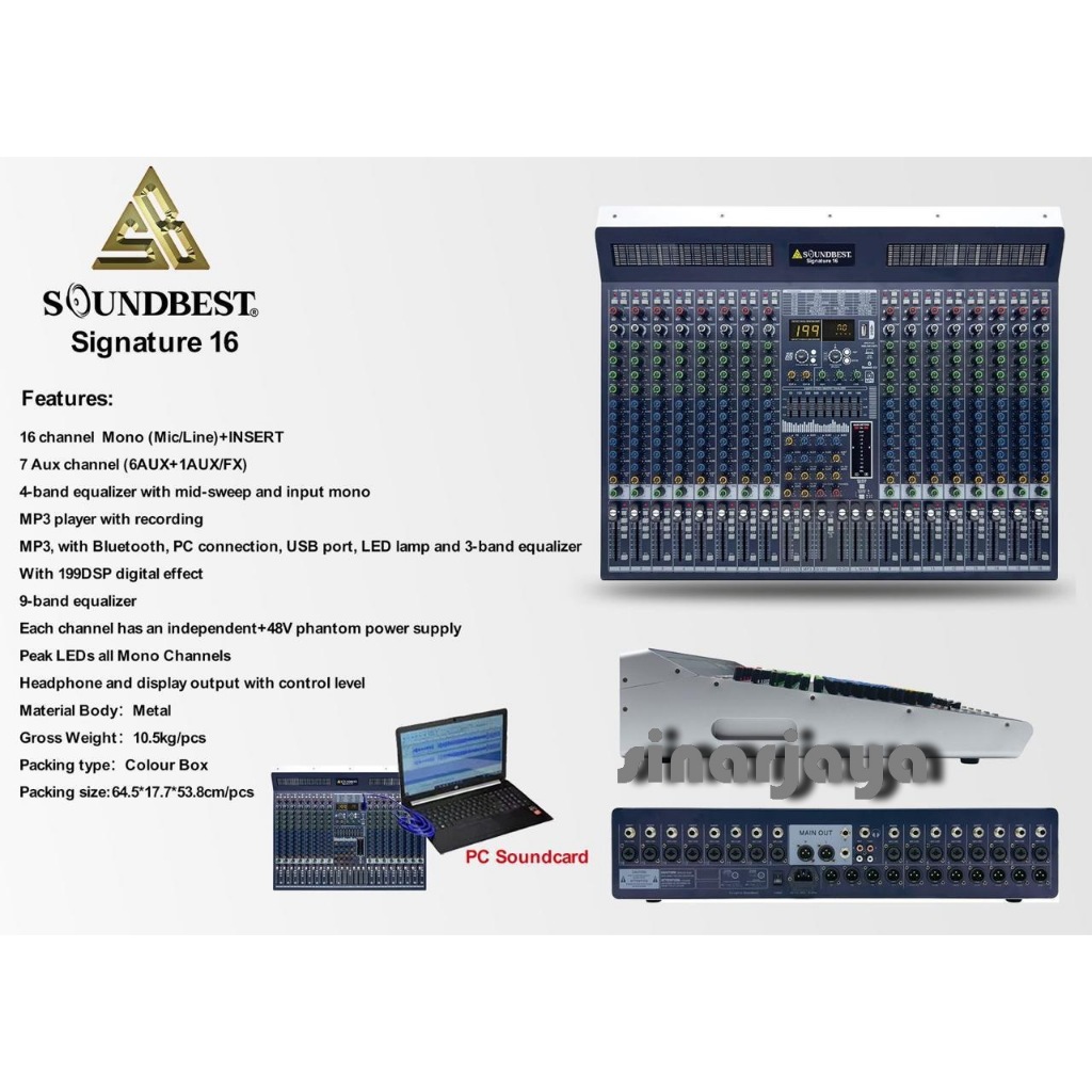 Mixer Soundcraft Signature 16 channel bluetooth USB Micer 16 cannel Garansi 1 Tahun